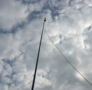 Mini-Whip atop the 16 foot fibreglass pole