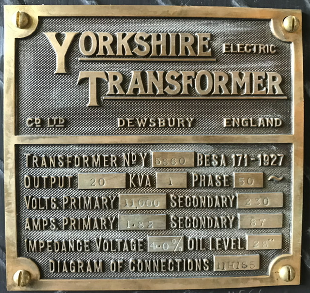11kV transformer plate
