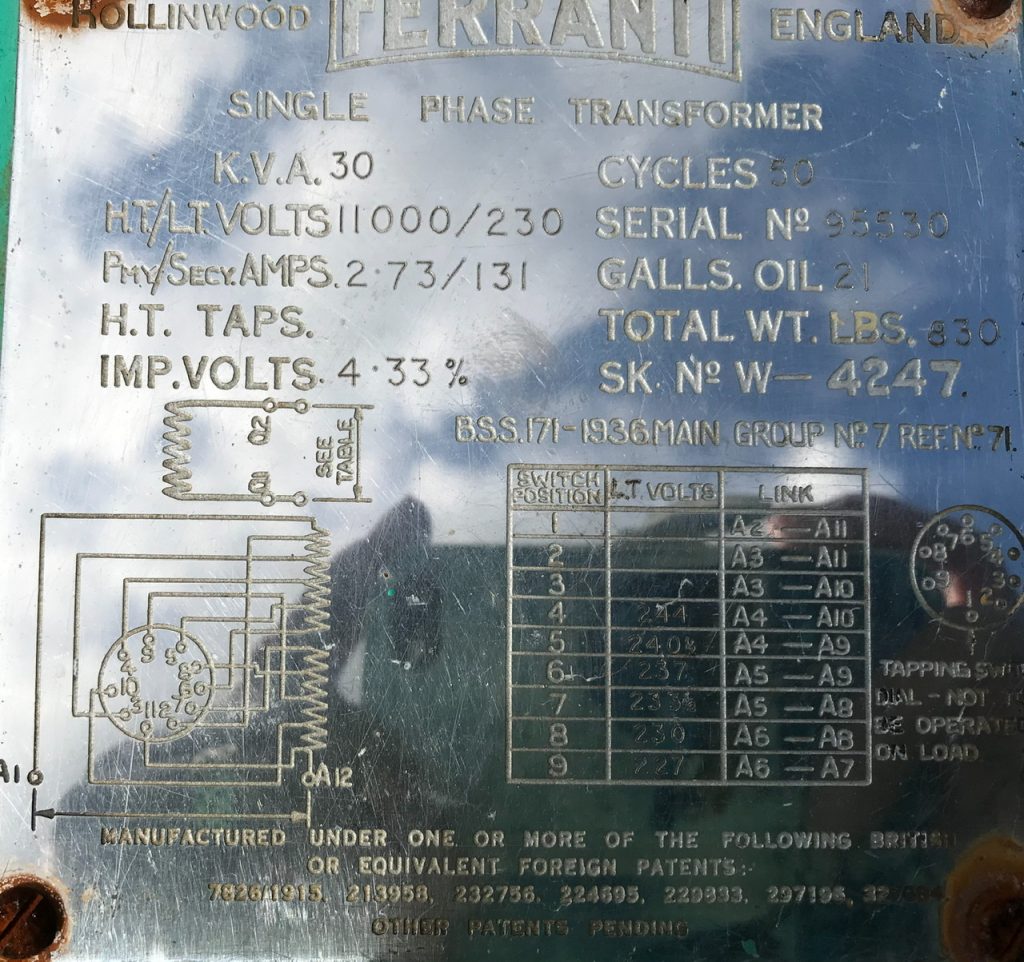 11kV Transformer plate