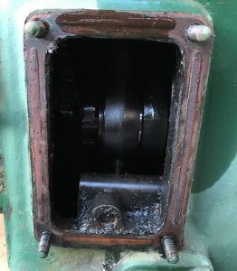Lister D engine crank case door removed