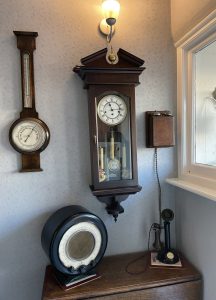 GPO 150 candle stick telephone with mahogany bell box