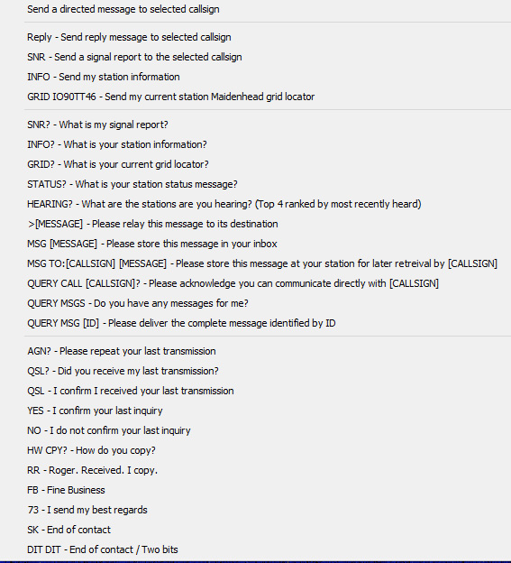 JS8 Call messages