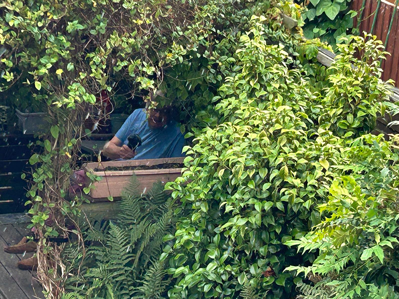 Me, sheltering from the storm.